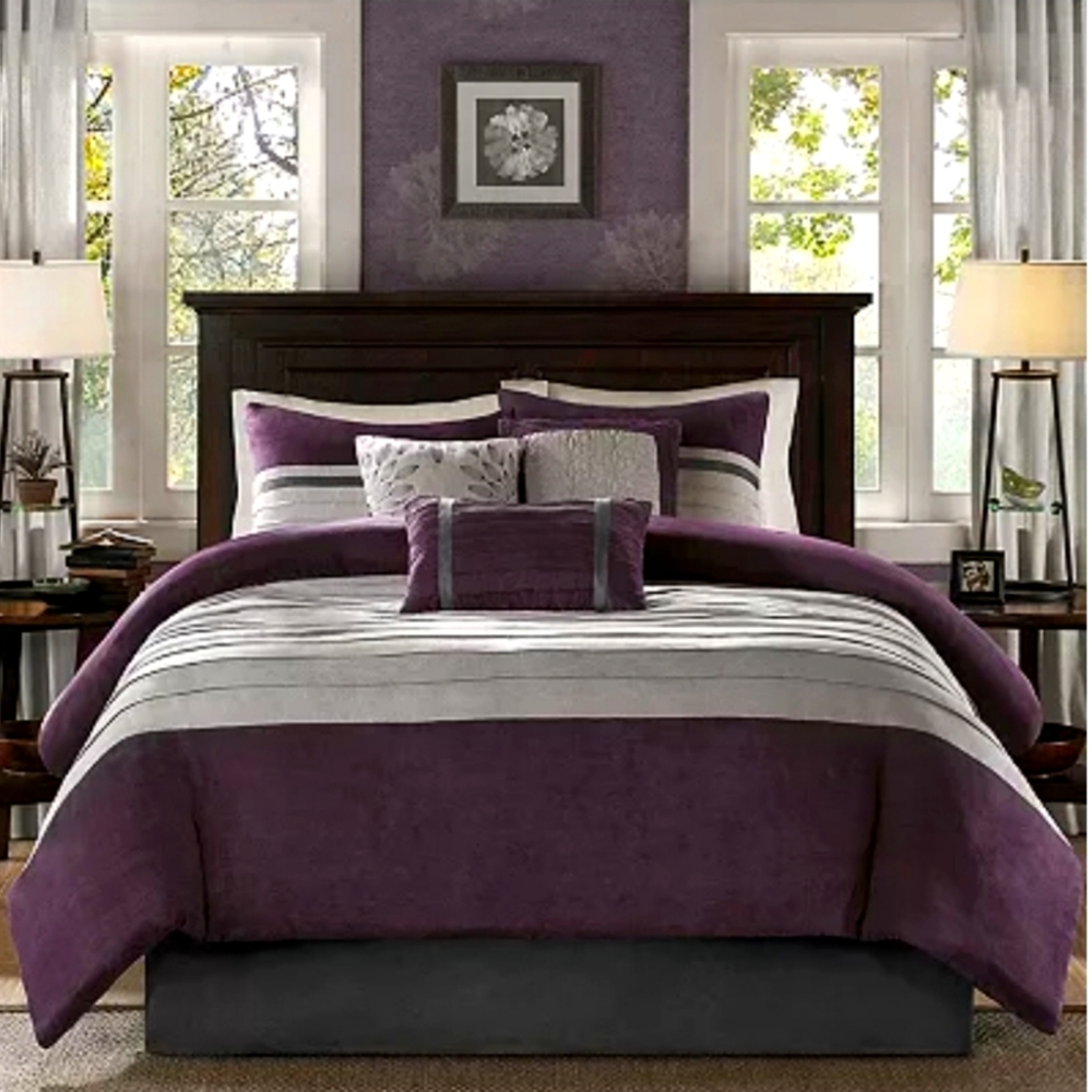 Madison Park® Palmer 7-Piece King Comforter Set in Plum EUC